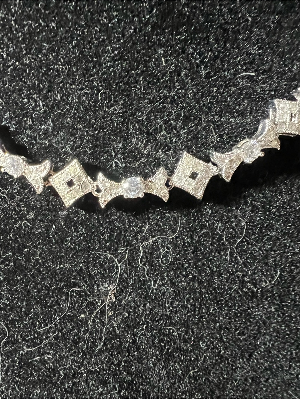 Nadri Cubic Zarconia Line collar necklace in hand polished rhodium . - Picture 2 of 9